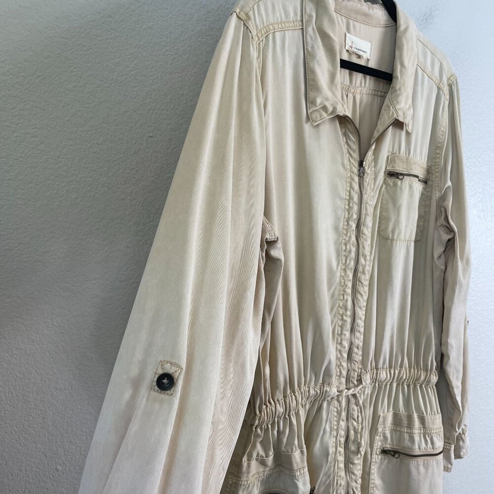 Anthropologie Womens XL Beige Lyocell Drawstring Waist Utility Romper - Picture 6 of 8